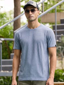 Bewakoof - Light Blue Textured T-Shirt