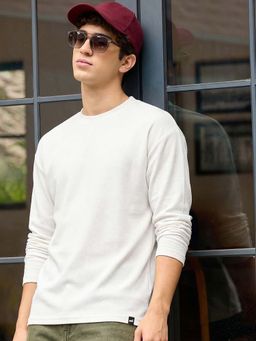 Bewakoof - Off White Textured Oversized T-Shirt