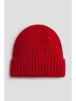 H&M - Unisex Red Ribbed beanie