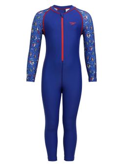 Speedo - Boy's Recycled Endurance10 Printed All In One Suit - True Cobalt & Picton Blue