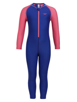 Speedo - Girls Endurance10 Essential All In One Suit - True Cobalt & Fandango Pink