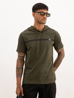 WROGN - Slim Fit Half Sleeve Hooded T-Shirt