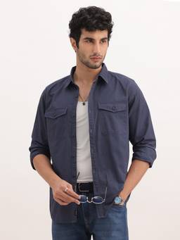 WROGN - Slim Fit Double Pocket Full Sleeve Shirt