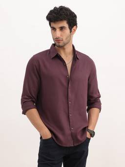WROGN - Solid Slim Fit Full Sleeve Shirt