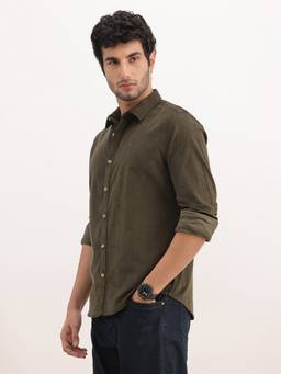 WROGN - Slim Fit Solid Corduroy Shirt