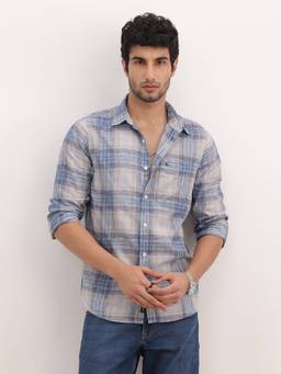 WROGN - Slim Fit Checkered Full Sleeve Shirt