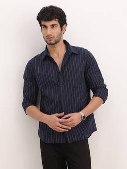 WROGN - Slim Fit Striped Full Sleeve Shirt