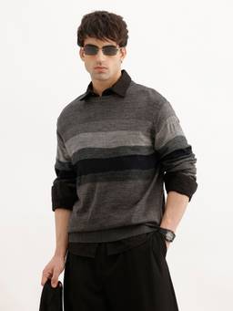 WROGN - Regular Fit Striped Full Sleeve Sweater