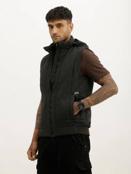 WROGN - Slim Fit Cut Off Sleeves Hooded Puffer Jacket