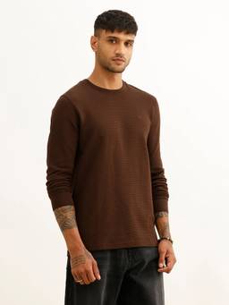 WROGN - Slim Fit Textured Full Sleeve T-Shirt