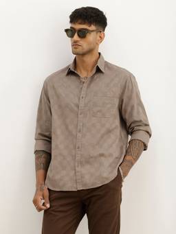 WROGN - Comfort Fit Textured Full Sleeve Shirt