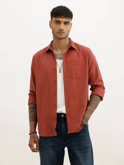 WROGN - Textured Regular Fit Full Sleeve Shirt