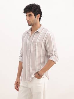 WROGN - Regular Fit Textured Stripe Shirt