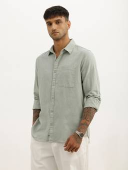 WROGN - Solid Regular Fit Full Sleeve Shirt