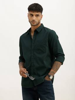 WROGN - Solid Regular Fit Full Sleeve Shirt