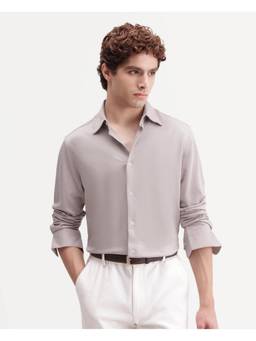 Rare Rabbit - Bogi-26 Men Light Pink Solid Spread Collar Regular Shirt
