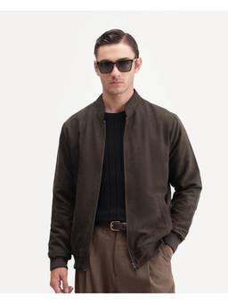 Rare Rabbit - Henron Men Brown Solid Band Collar Jacket