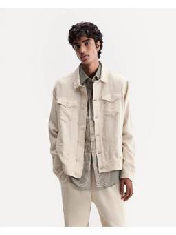 Rare Rabbit - Mirk-S Men Off White Solid Linen Blend Jacket