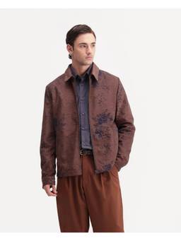 Rare Rabbit - Riva Men Dusky Red Jacquard Printed Jacket