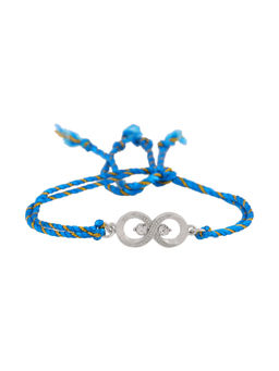 Estele - Rodium Plated Eternal Knot Rakhi with Fancy Silk Thread and Austrian Crystals