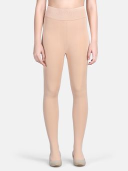 NEXT2SKIN - Womens Beige Warm Super Soft Fur Winter Thermal Pantyhose Tights with Foot