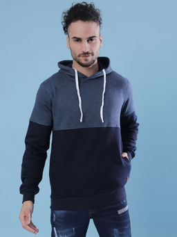 CAHOOT - Men Colorblocked Full Sleeve Stylish Casual Hooded Sweatshirts