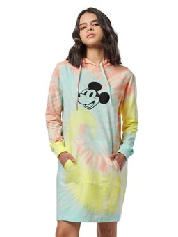 The Souled Store - Mickey Mouse Face Tie Dye Multicolor Women Hooded Dress
