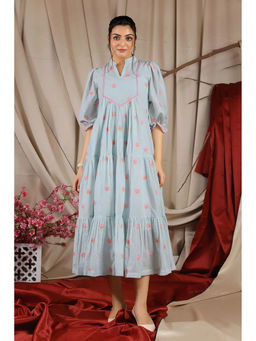 Bullion knot - Blue Camelia Summer Midi Dress with Inner (Set of 2)