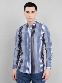 Monte Carlo - Men Blue Regular Fit Stripes Shirt