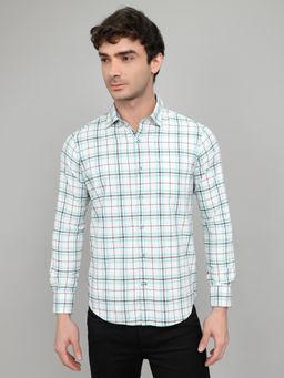 Monte Carlo - Men White Regular Fit Checkered Collar Neck Shirt