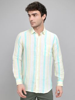 Monte Carlo - Men Yellow Regular Fit Striped Shirt