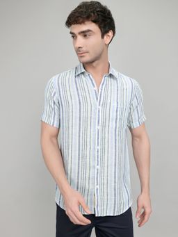 Monte Carlo - Men Blue Regular Fit Striped Shirt