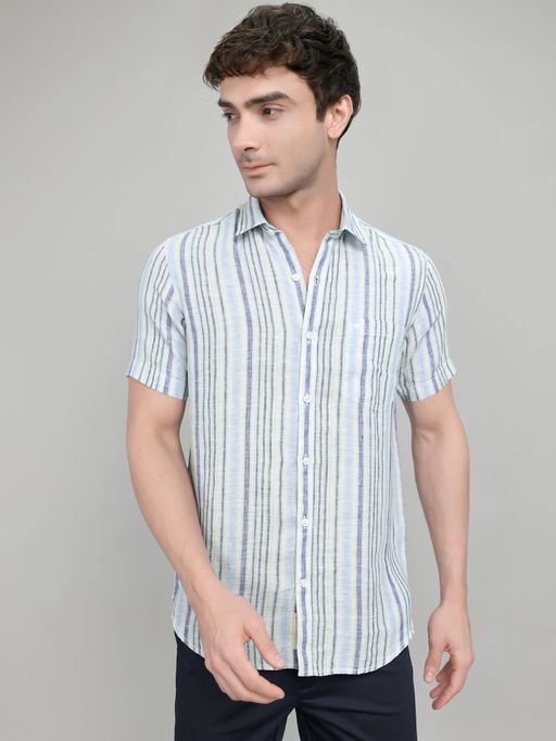 Monte Carlo Men Blue Regular Fit Striped Shirt