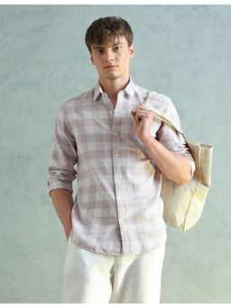 Arrow Sports - Men Purple Gingham Checks Dobby Shirt