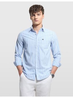 Arrow Sports - Men Blue Vertical Striped Aquarelle Drift Shirt