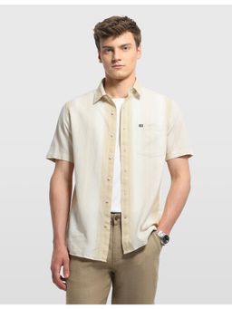 Arrow Sports - Men Beige Vertical Striped Aquarelle Drift Shirt