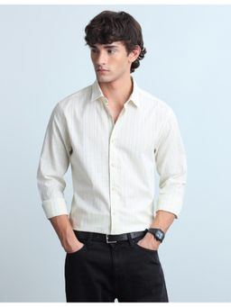 Flying Machine - Men Cream Vertical Striped Slim Fit Shirt