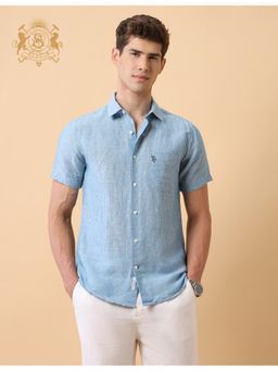 U.S. POLO ASSN. - Men Blue Stripes Dobby Regular Fit Shirt