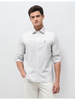 U.S. POLO ASSN. - Men Grey Stripes Regular Fit Shirt