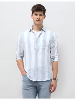 U.S. POLO ASSN. - Men Blue Vertical Striped Regular Fit Shirt