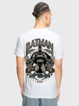 Bewakoof - Official DC Men's White The Dark Knight Graphic Printed T-shirt