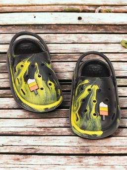 Lil Lollipop - Kids Marble Look Ice Cream Applique Anti-Slip Clogs - Black