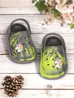 Lil Lollipop - Kids Marble Look Unicorn Applique Anti-Slip Clogs - Grey