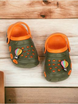 Lil Lollipop - Kids Hot Air Balloon Applique Anti-Slip Clogs - Olive Green