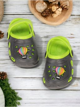 Lil Lollipop - Kids Hot Air Balloon Applique Anti-Slip Clogs - Black