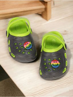 Lil Lollipop - Kids Smiley Applique Anti-Slip Clogs - Black