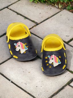 Lil Lollipop - Kids Unicorn Applique Anti-Slip Clogs - Black