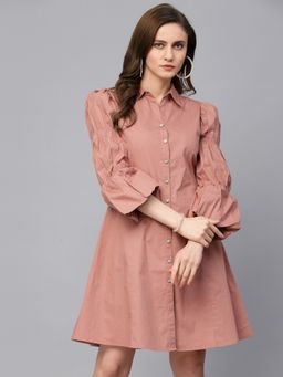 Gipsy - Casual Beige Pink Cotton Dress for Women