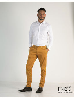 EKKO - Men Beige Solid Slim Trouser