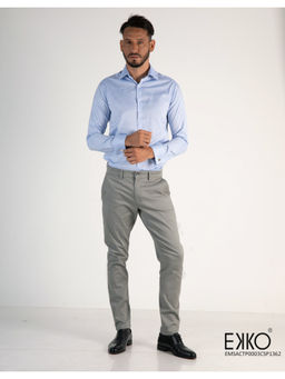 EKKO - Men Grey Solid Slim Trouser